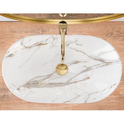 REA-U8597 - Umyvadlo na desku ROYAL 36x62 cm keramika/dekor mramoru