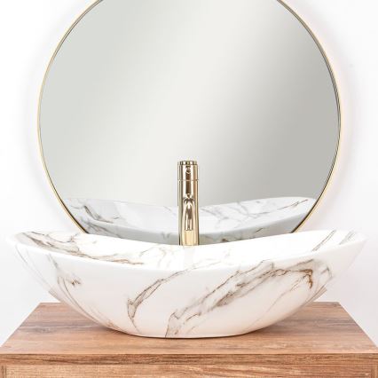 REA-U8597 - Umyvadlo na desku ROYAL 36x62 cm keramika/dekor mramoru