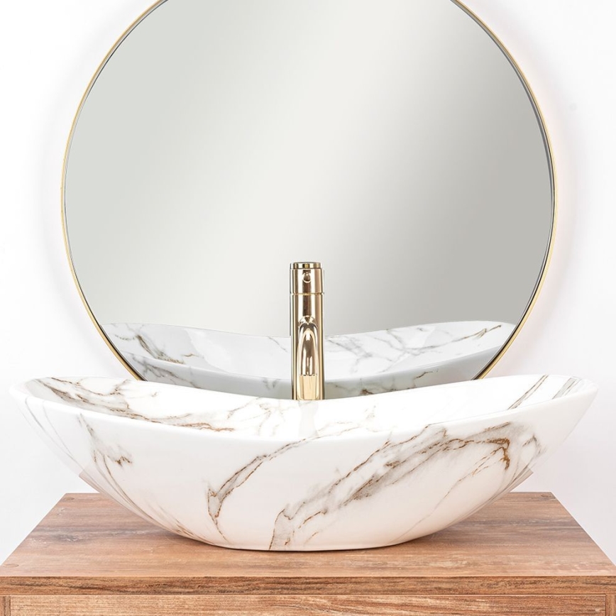 REA-U8597 - Umyvadlo na desku ROYAL 36x62 cm keramika/dekor mramoru