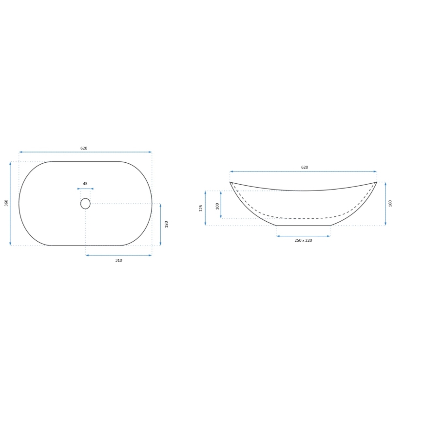 REA-U8597 - Umyvadlo na desku ROYAL 36x62 cm keramika/dekor mramoru