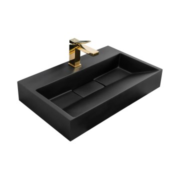REA-U8779 - Umyvadlo na desku GOYA 37x60 cm konglomerát/matná černá