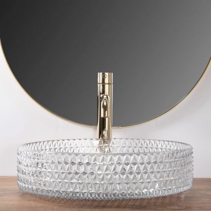 REA-U8881 - Umyvadlo na desku CRISTAL pr. 39 cm sklo/čirá