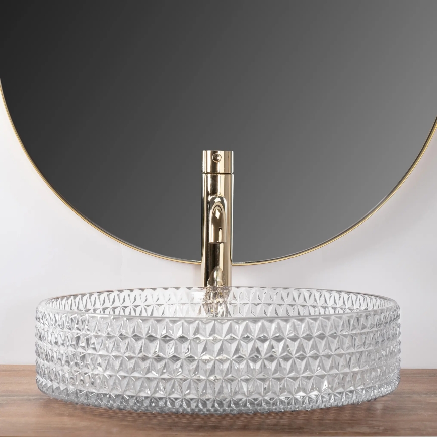 REA-U8881 - Umyvadlo na desku CRISTAL pr. 39 cm sklo/čirá