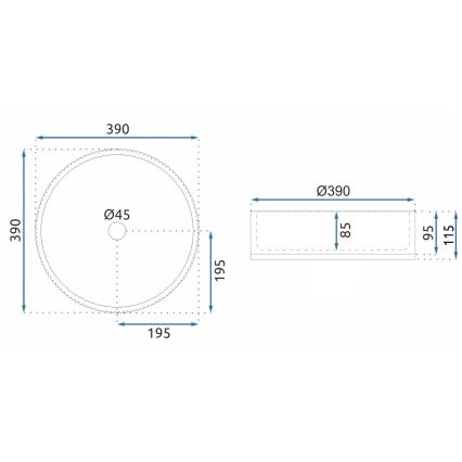 REA-U8881 - Umyvadlo na desku CRISTAL pr. 39 cm sklo/čirá
