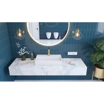 REA-U8901 - Umyvadlo na desku GOYA 37x60 cm konglomerát/matná bílá