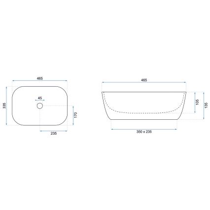 REA-U8907 - Umyvadlo na desku BELINDA 33,5x46,5 cm keramika/černá/dekor mramoru