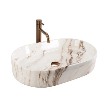 REA-U9239 - Umyvadlo na desku NADIA 38,5x61 cm keramika/béžová/imitace kamene