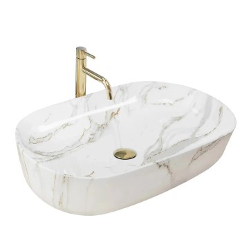 REA-U9656 - Umyvadlo na desku CLEO 41x60,5 cm keramika/dekor mramoru