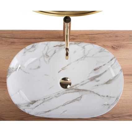 REA-U9656 - Umyvadlo na desku CLEO 41x60,5 cm keramika/dekor mramoru