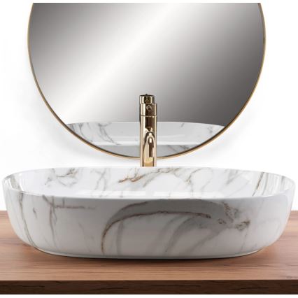 REA-U9656 - Umyvadlo na desku CLEO 41x60,5 cm keramika/dekor mramoru