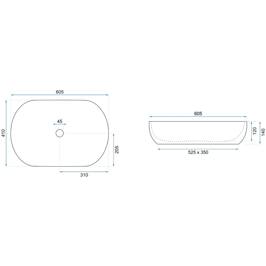 REA-U9656 - Umyvadlo na desku CLEO 41x60,5 cm keramika/dekor mramoru