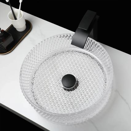 REA-U9670 - Umyvadlo na desku CRISTAL 35,5 cm sklo/čirá