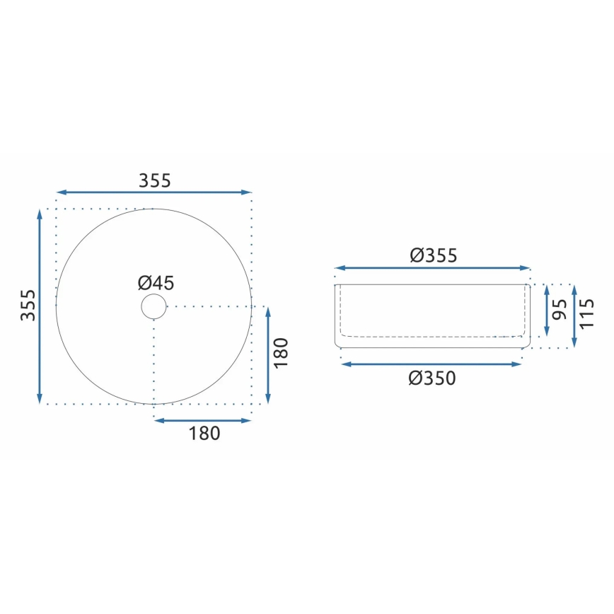 REA-U9670 - Umyvadlo na desku CRISTAL 35,5 cm sklo/čirá