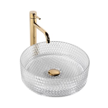 REA-U9670 - Umyvadlo na desku CRISTAL pr. 35,5 cm sklo/čirá