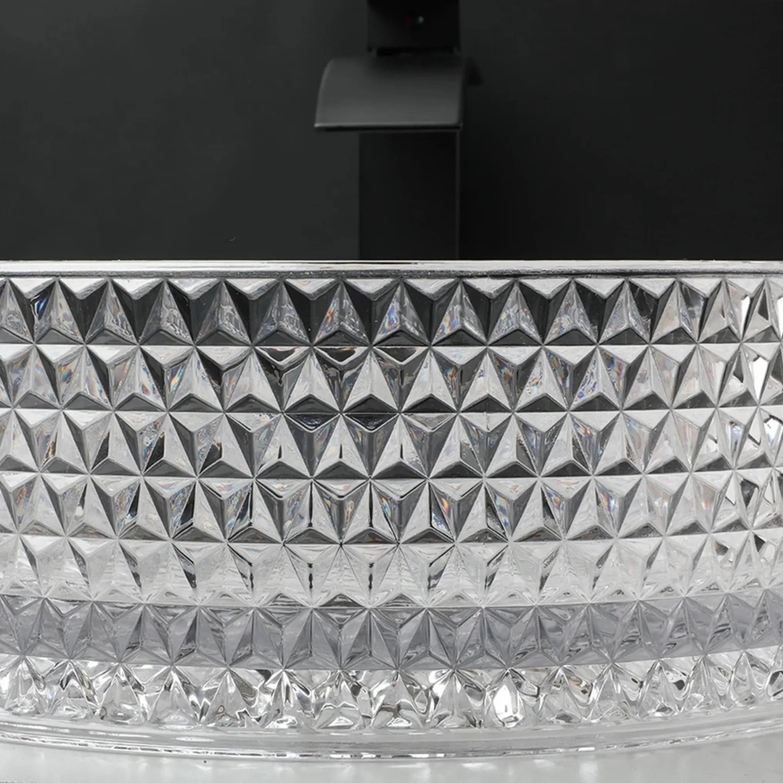 REA-U9670 - Umyvadlo na desku CRISTAL pr. 35,5 cm sklo/čirá
