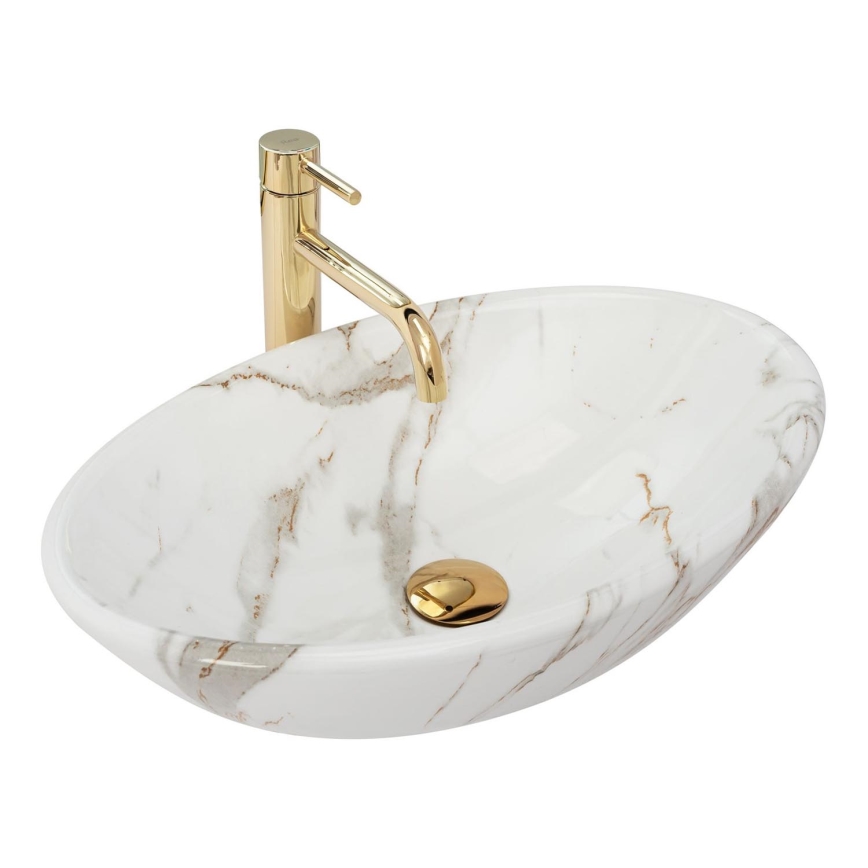 REA-U9685 - Umyvadlo na desku PAMELA 33x53 cm keramika/dekor mramoru