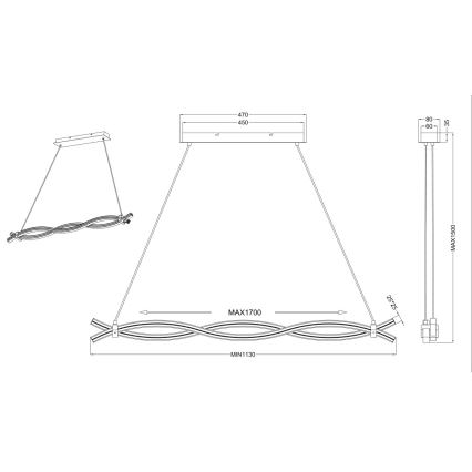 Reality - LED Lustr na lanku WAVE LED/16W/230V + LED/9W