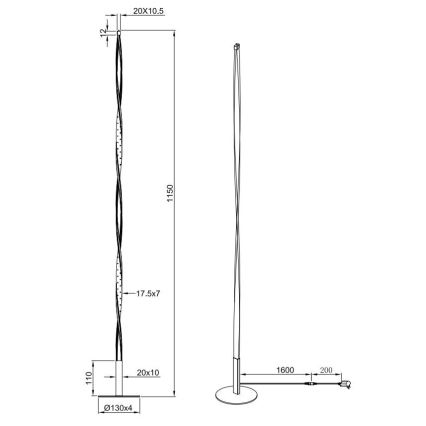 Reality - LED Stmívatelná stojací lampa SPIN LED/10,5W/230V