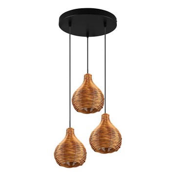 Reality - Lustr na lanku SPROUT 3xE14/40W/230V hnědá/ratan