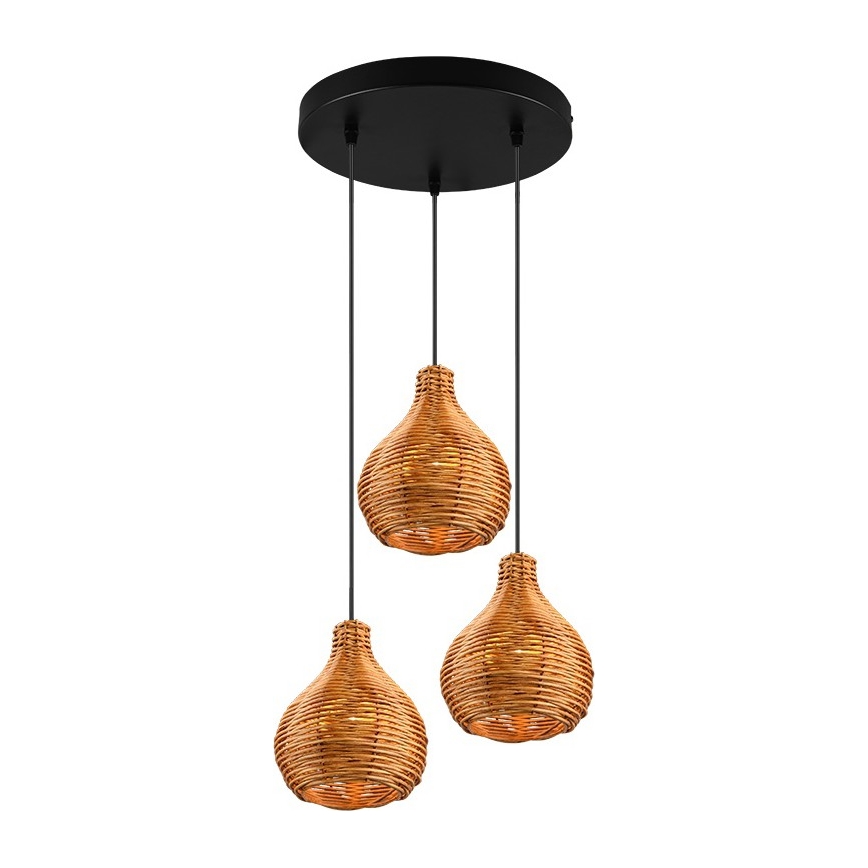 Reality - Lustr na lanku SPROUT 3xE14/40W/230V hnědá/ratan