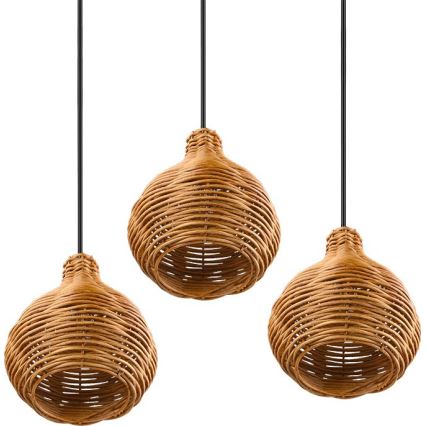 Reality - Lustr na lanku SPROUT 3xE14/40W/230V hnědá/ratan