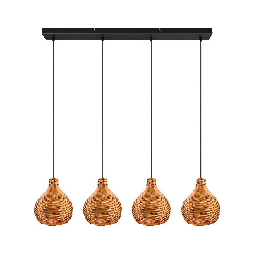 Reality - Lustr na lanku SPROUT 3xE14/40W/230V hnědá/ratan