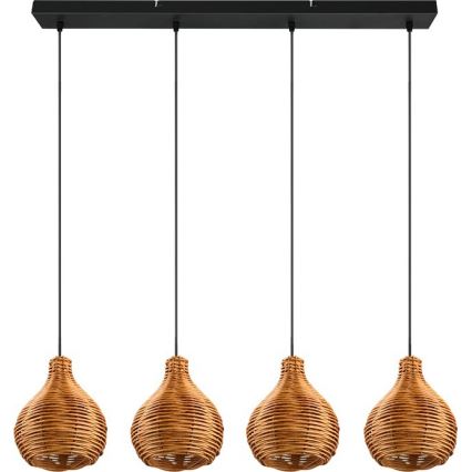 Reality - Lustr na lanku SPROUT 3xE14/40W/230V hnědá/ratan