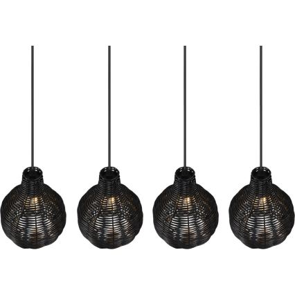 Reality - Lustr na lanku SPROUT 4xE14/30W/230V černá/ratan