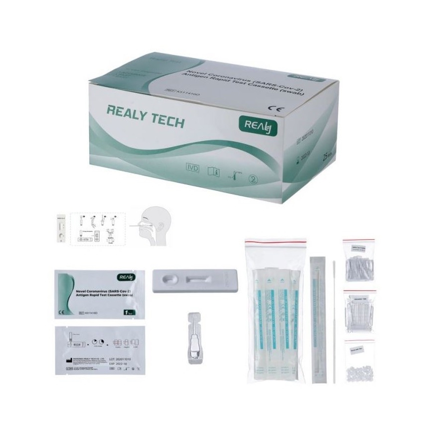 RealyTech - Antigenní COVID-19 Rapid rychlo test (swab) výtěrový - do nosu 25ks
