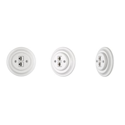 Reblig - Porcelánová retro ethernetová zásuvka bez rámečku 2x CAT.5E bílá