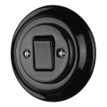 Reblig - Porcelánový retro křížový vypínač s rámečkem č. 7 černá