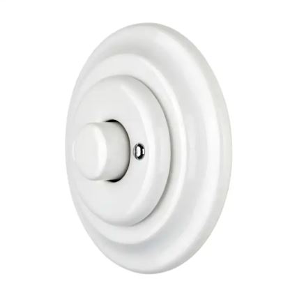 Reblig - Porcelánový retro stmívač otočný s rámečkem 250V/10A bílá