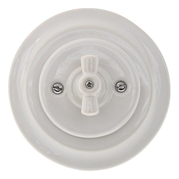 Reblig - Porcelánový retro vypínač otočný s rámečkem č. 1 bílá