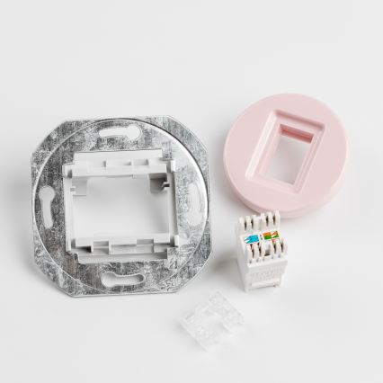 Reblig - Retro datová zásuvka s rámečkem starorůžová