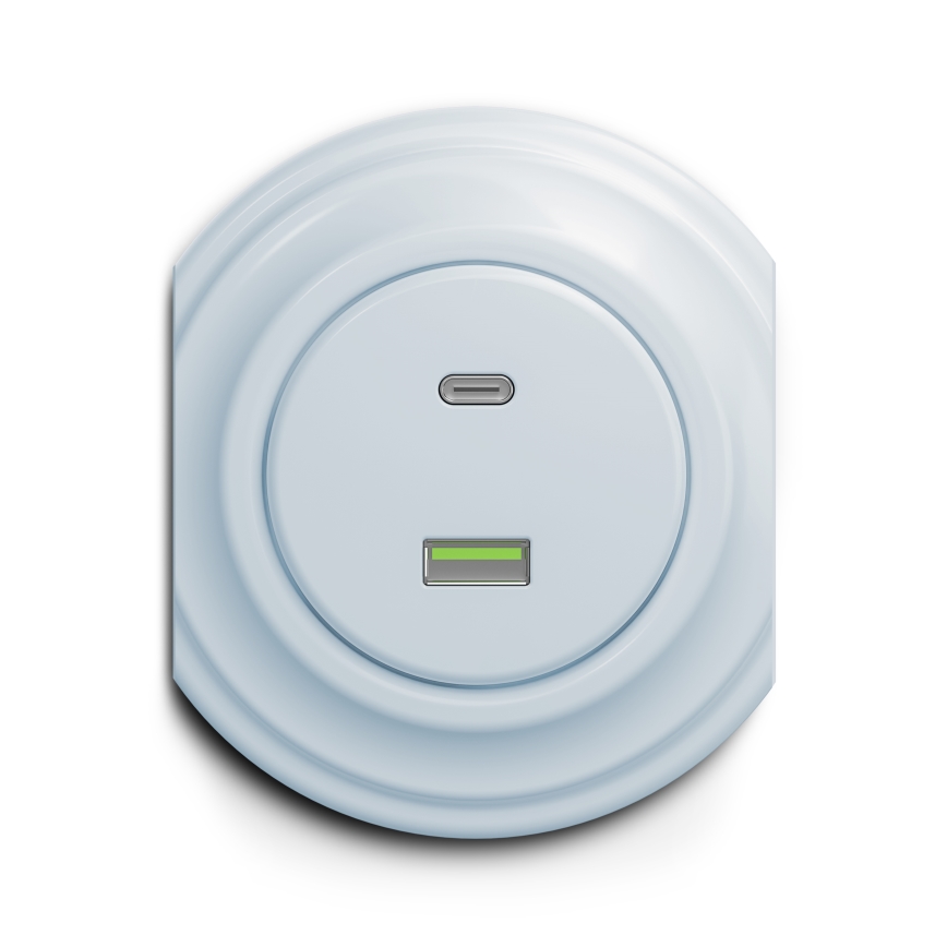 Reblig - Retro USB zásuvka A+C bez rámečku modrá