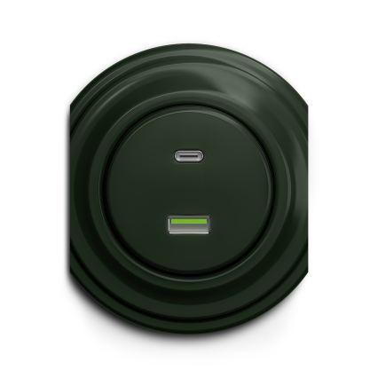 Reblig - Retro USB zásuvka A+C bez rámečku zelená