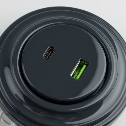 Reblig - Retro USB zásuvka A+C s rámečkem antracit