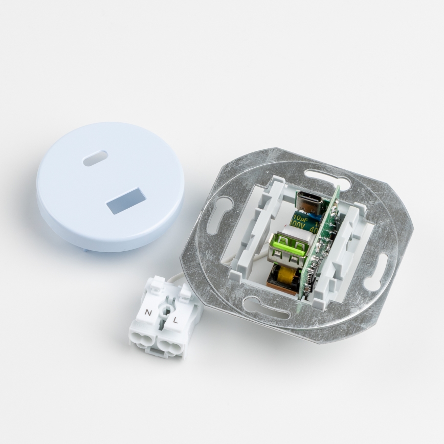 Reblig - Retro USB zásuvka A+C s rámečkem modrá