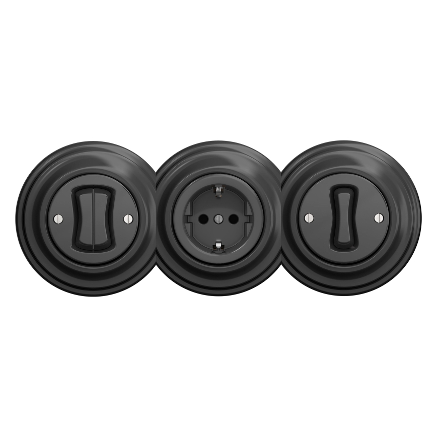 Reblig - Retro zásuvka domovní bez rámečku SCHUKO 230V/16A antracit