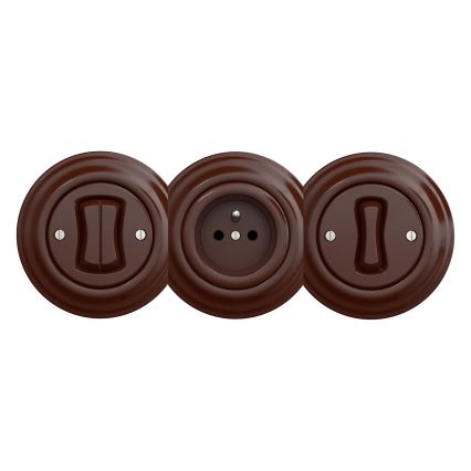 Reblig - Retro zásuvka domovní bez rámečku SCHUKO 230V/16A hnědá