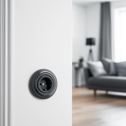Reblig - Retro zásuvka domovní s rámečkem SCHUKO 230V/16A antracit