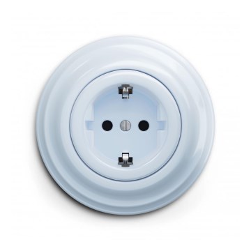 Reblig - Retro zásuvka domovní s rámečkem SCHUKO 230V/16A modrá
