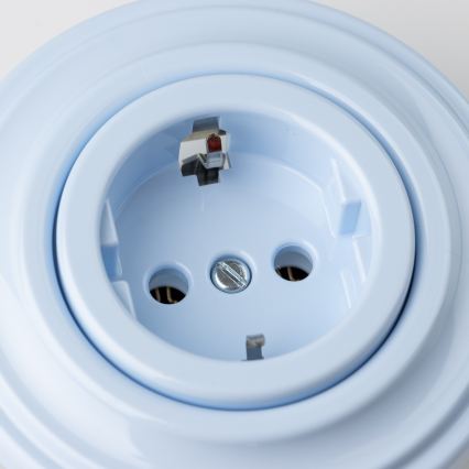 Reblig - Retro zásuvka domovní s rámečkem SCHUKO 230V/16A modrá
