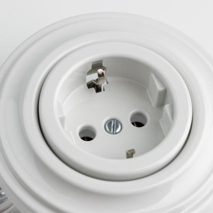 Reblig - Retro zásuvka domovní s rámečkem SCHUKO 230V/16A sněhově bílá