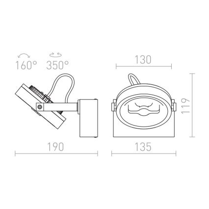 RED - Design Rendl - R12332 - LED Nástěnné bodové svítidlo KELLY LED/12W/230V