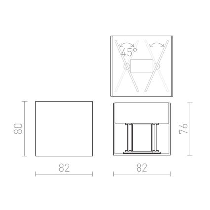 RED - Design Rendl - R12556 - LED Venkovní nástěnné svítidlo CARRE 2xLED/3W/230V IP54