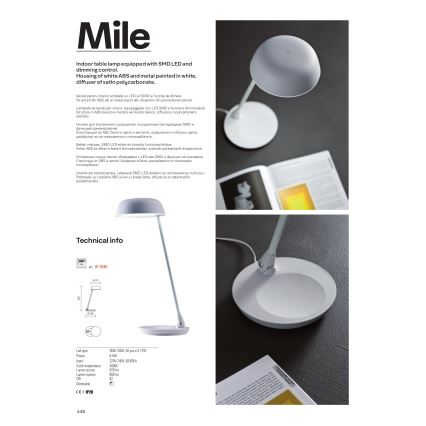 Redo 01-1040 - LED Stmívatelná dotyková stolní lampa MILE LED/8,5W/230V bílá