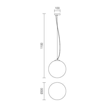 Redo 01-1065 - Lustr na lanku OLA 1xE27/42W/230V pr. 30 cm