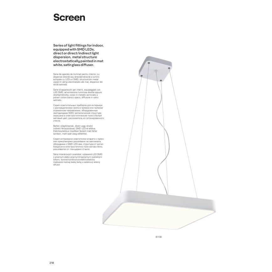 Redo 01-1124 - LED Lustr na lanku SCREEN LED/48W/230V 3000K