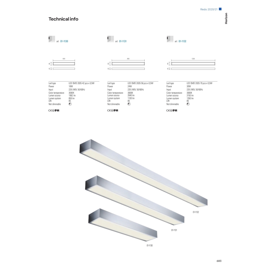 Redo 01-1131 - LED Koupelnové osvětlení zrcadla HORIZON LED/24W/230V 90 cm IP44 lesklý chrom